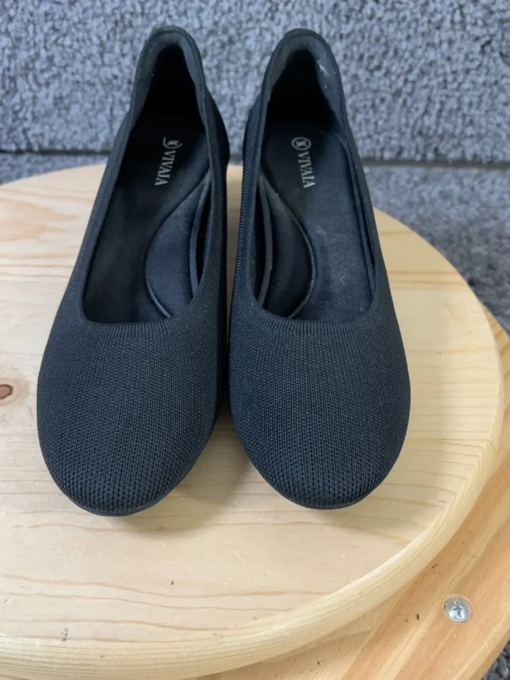 Vivaia Shoes Melody 2.0 Square Toe Block Heel Pumps Womens Size 9.5 Black Knit